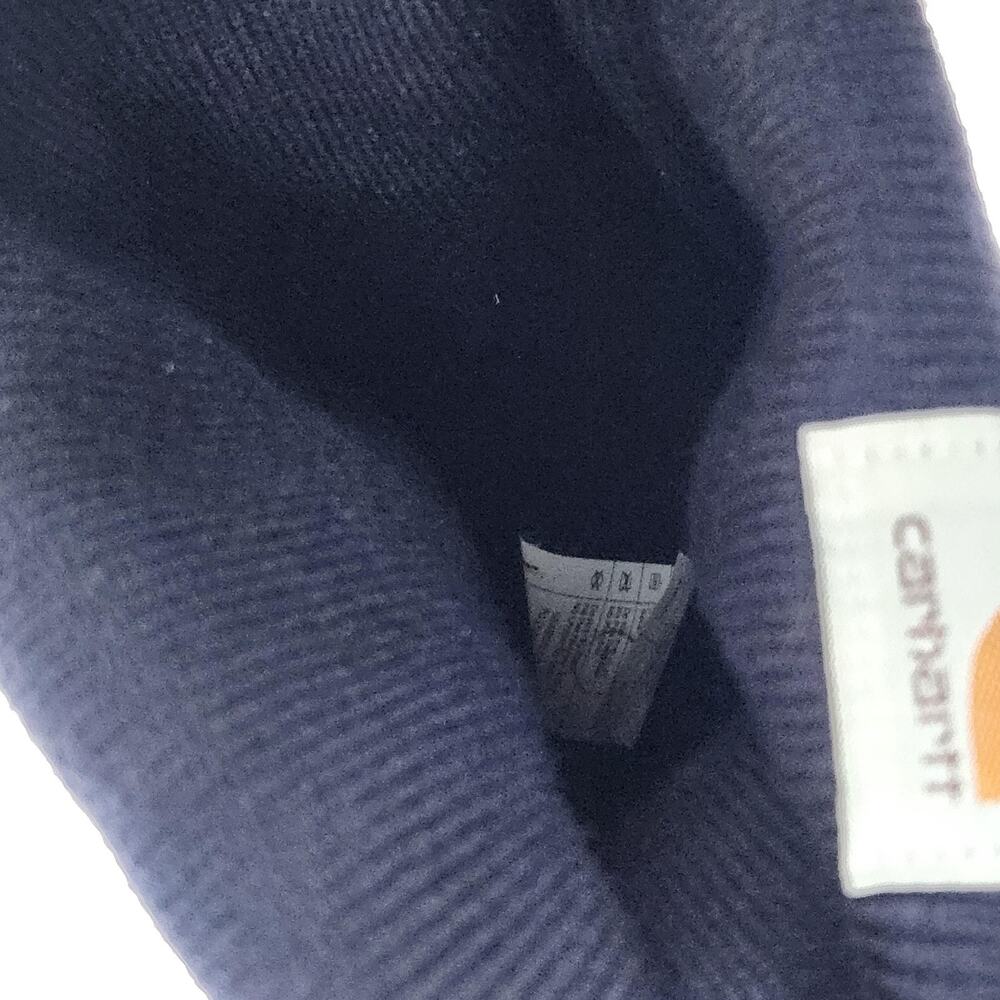 Carhartt Hat Cap Beanie Cuffed Mens One Size Blue Knit A18 Workwear Winter - Picture 3 of 5